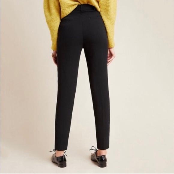 By Anthropologie Sasha button fly high waist tapered leg black trousers size 8 - Picture 2 of 16